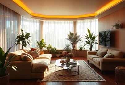 living room design biophilic